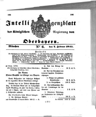 Intelligenzblatt der Königlichen Regierung von Oberbayern (Münchner Intelligenzblatt) Freitag 7. Februar 1845