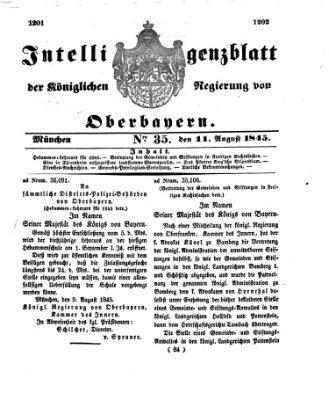 Intelligenzblatt der Königlichen Regierung von Oberbayern (Münchner Intelligenzblatt) Montag 11. August 1845