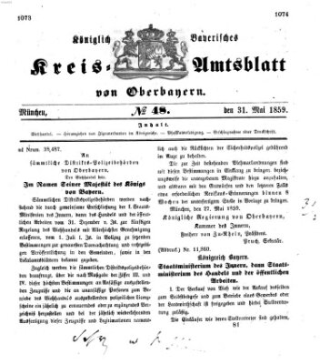Königlich-bayerisches Kreis-Amtsblatt von Oberbayern (Münchner Intelligenzblatt) Dienstag 31. Mai 1859