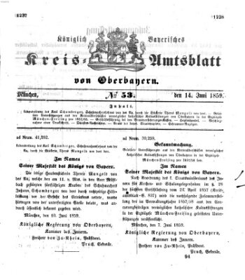 Königlich-bayerisches Kreis-Amtsblatt von Oberbayern (Münchner Intelligenzblatt) Dienstag 14. Juni 1859
