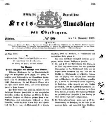 Königlich-bayerisches Kreis-Amtsblatt von Oberbayern (Münchner Intelligenzblatt) Dienstag 15. November 1859
