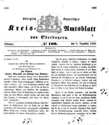 Königlich-bayerisches Kreis-Amtsblatt von Oberbayern (Münchner Intelligenzblatt) Freitag 9. Dezember 1859