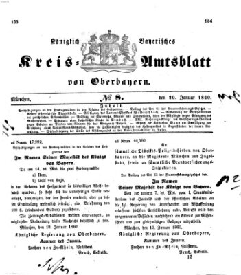 Königlich-bayerisches Kreis-Amtsblatt von Oberbayern (Münchner Intelligenzblatt) Freitag 20. Januar 1860