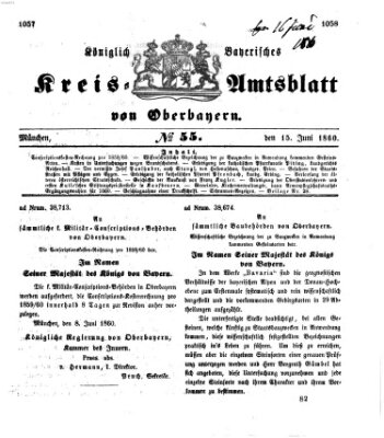 Königlich-bayerisches Kreis-Amtsblatt von Oberbayern (Münchner Intelligenzblatt) Freitag 15. Juni 1860