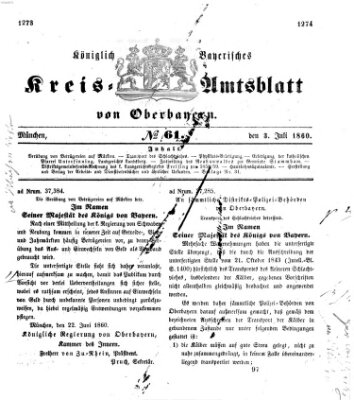 Königlich-bayerisches Kreis-Amtsblatt von Oberbayern (Münchner Intelligenzblatt) Dienstag 3. Juli 1860