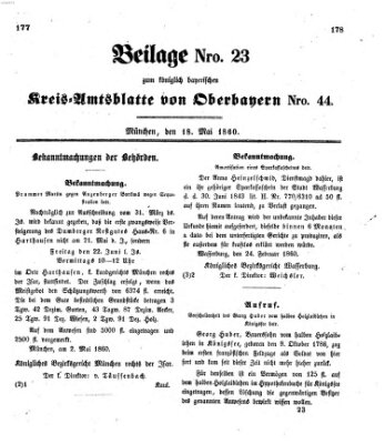 Königlich-bayerisches Kreis-Amtsblatt von Oberbayern (Münchner Intelligenzblatt) Freitag 18. Mai 1860