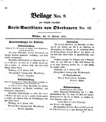 Königlich-bayerisches Kreis-Amtsblatt von Oberbayern (Münchner Intelligenzblatt) Dienstag 19. Februar 1861