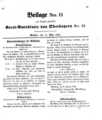 Königlich-bayerisches Kreis-Amtsblatt von Oberbayern (Münchner Intelligenzblatt) Dienstag 12. März 1861