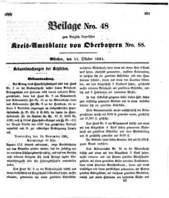 Königlich-bayerisches Kreis-Amtsblatt von Oberbayern (Münchner Intelligenzblatt) Freitag 11. Oktober 1861