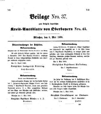 Königlich-bayerisches Kreis-Amtsblatt von Oberbayern (Münchner Intelligenzblatt) Freitag 8. Mai 1868