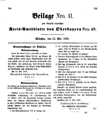 Königlich-bayerisches Kreis-Amtsblatt von Oberbayern (Münchner Intelligenzblatt) Freitag 22. Mai 1868