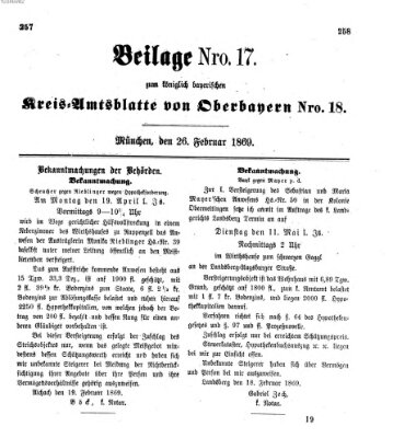 Königlich-bayerisches Kreis-Amtsblatt von Oberbayern (Münchner Intelligenzblatt) Freitag 26. Februar 1869