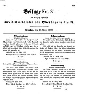 Königlich-bayerisches Kreis-Amtsblatt von Oberbayern (Münchner Intelligenzblatt) Freitag 26. März 1869