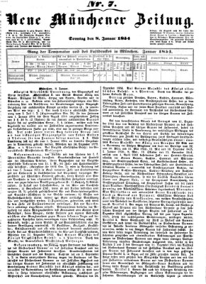 Neue Münchener Zeitung (Süddeutsche Presse) Sonntag 8. Januar 1854
