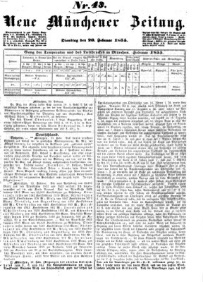 Neue Münchener Zeitung (Süddeutsche Presse) Dienstag 20. Februar 1855