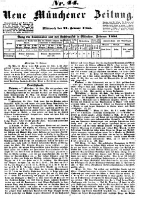 Neue Münchener Zeitung (Süddeutsche Presse) Mittwoch 21. Februar 1855