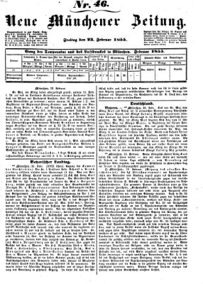 Neue Münchener Zeitung (Süddeutsche Presse) Freitag 23. Februar 1855