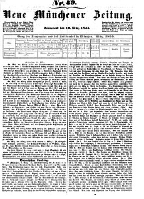 Neue Münchener Zeitung (Süddeutsche Presse) Samstag 10. März 1855