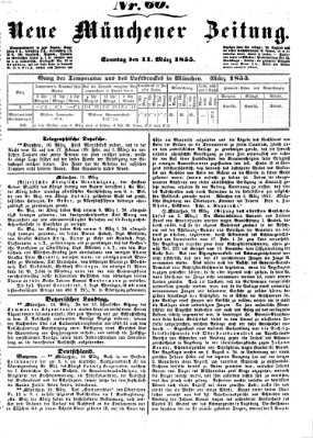 Neue Münchener Zeitung (Süddeutsche Presse) Sonntag 11. März 1855