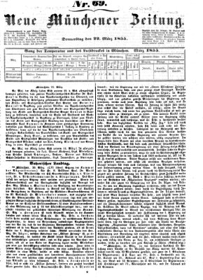 Neue Münchener Zeitung (Süddeutsche Presse) Donnerstag 22. März 1855