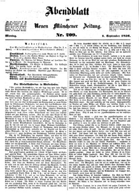 Neue Münchener Zeitung (Süddeutsche Presse) Montag 1. September 1856