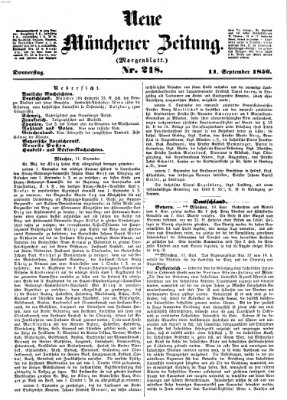 Neue Münchener Zeitung (Süddeutsche Presse) Donnerstag 11. September 1856