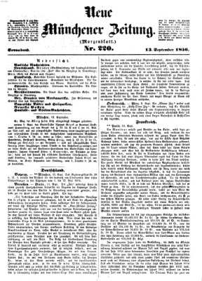 Neue Münchener Zeitung (Süddeutsche Presse) Samstag 13. September 1856