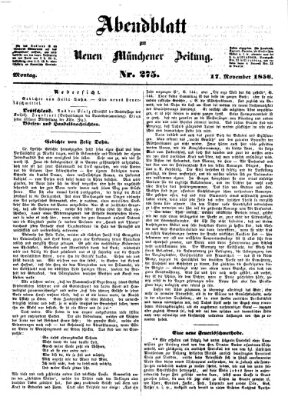 Neue Münchener Zeitung (Süddeutsche Presse) Montag 17. November 1856
