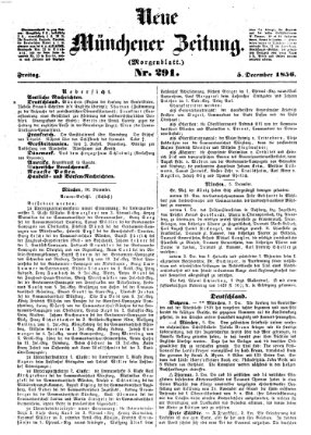 Neue Münchener Zeitung (Süddeutsche Presse) Freitag 5. Dezember 1856