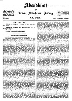 Neue Münchener Zeitung (Süddeutsche Presse) Freitag 19. Dezember 1856