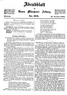 Neue Münchener Zeitung (Süddeutsche Presse) Mittwoch 31. Dezember 1856