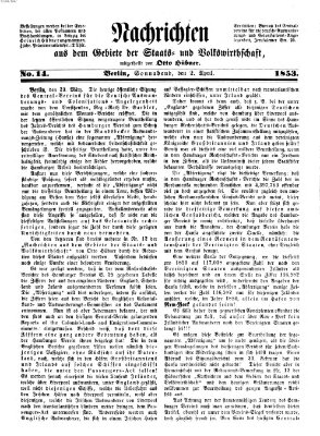 Nachrichten aus dem Gebiete der Staats- und Volkswirthschaft Samstag 2. April 1853