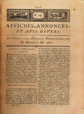 Affiches, annonces, et avis divers Mittwoch 7. Mai 1777