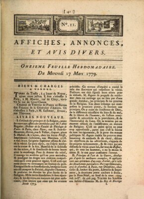 Affiches, annonces, et avis divers Mittwoch 17. März 1779