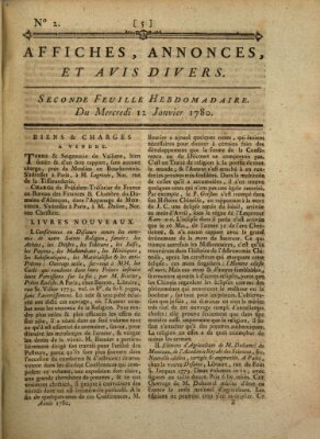 Affiches, annonces, et avis divers Mittwoch 12. Januar 1780