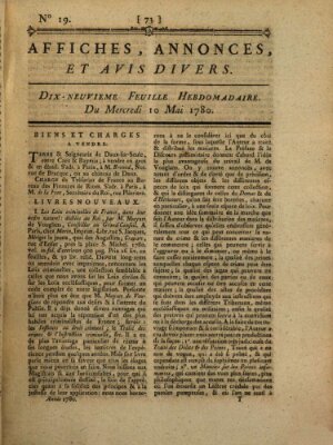 Affiches, annonces, et avis divers Mittwoch 10. Mai 1780