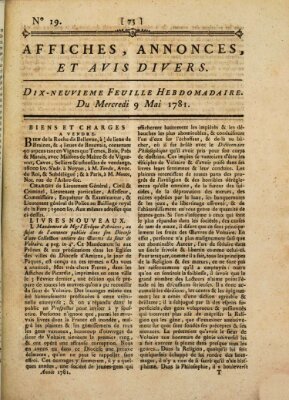 Affiches, annonces, et avis divers Mittwoch 9. Mai 1781