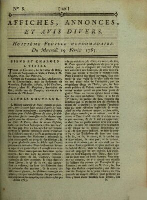 Affiches, annonces, et avis divers Mittwoch 19. Februar 1783