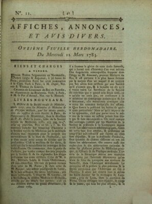 Affiches, annonces, et avis divers Mittwoch 12. März 1783