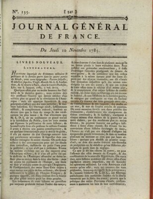 Affiches, annonces et avis divers ou Journal général de France (Affiches, annonces, et avis divers) Donnerstag 10. November 1785