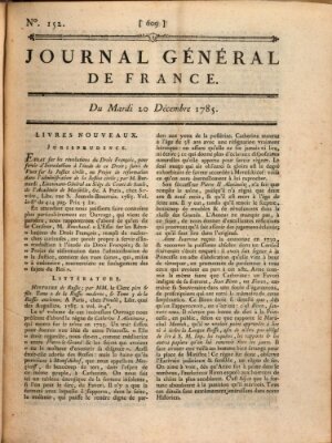 Affiches, annonces et avis divers ou Journal général de France (Affiches, annonces, et avis divers) Dienstag 20. Dezember 1785
