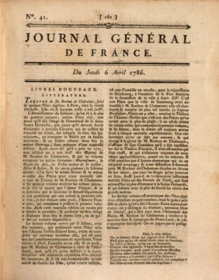 Affiches, annonces et avis divers ou Journal général de France (Affiches, annonces, et avis divers) Donnerstag 6. April 1786