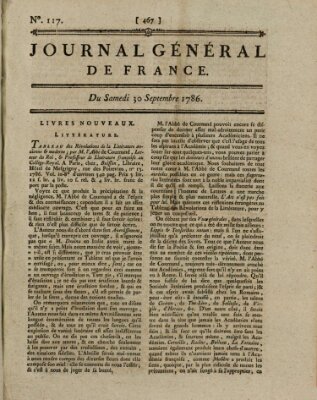 Affiches, annonces et avis divers ou Journal général de France (Affiches, annonces, et avis divers) Samstag 30. September 1786