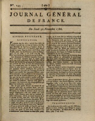 Affiches, annonces et avis divers ou Journal général de France (Affiches, annonces, et avis divers) Donnerstag 30. November 1786
