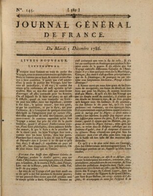 Affiches, annonces et avis divers ou Journal général de France (Affiches, annonces, et avis divers) Dienstag 5. Dezember 1786