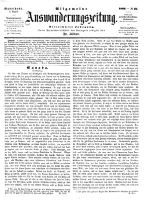 Allgemeine Auswanderungs-Zeitung Freitag 3. August 1860