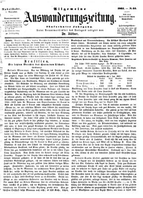 Allgemeine Auswanderungs-Zeitung Freitag 1. November 1861