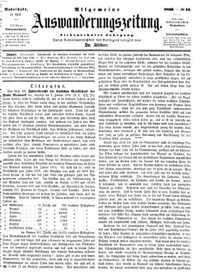 Allgemeine Auswanderungs-Zeitung Freitag 10. April 1863