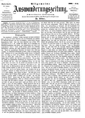Allgemeine Auswanderungs-Zeitung Donnerstag 28. Januar 1864