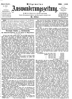 Allgemeine Auswanderungs-Zeitung Donnerstag 21. April 1864